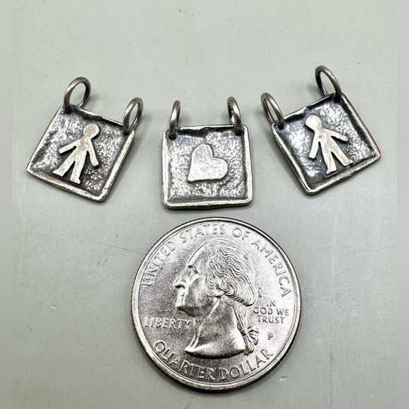 Silpada Sterling Silver Oxidized Square Boy Slide Charm Set Of 3 Pendant S1745 - Picture 2 of 4